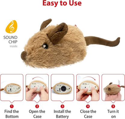 Cat Toys for Indoor Cats, Interactive Cat Toys for Cat Exercise, Automatic Moving Kitten Toys with Real Mouse Sound
